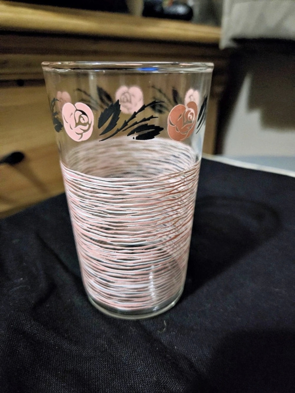 Pink & Clear Floral Drinkware Glass